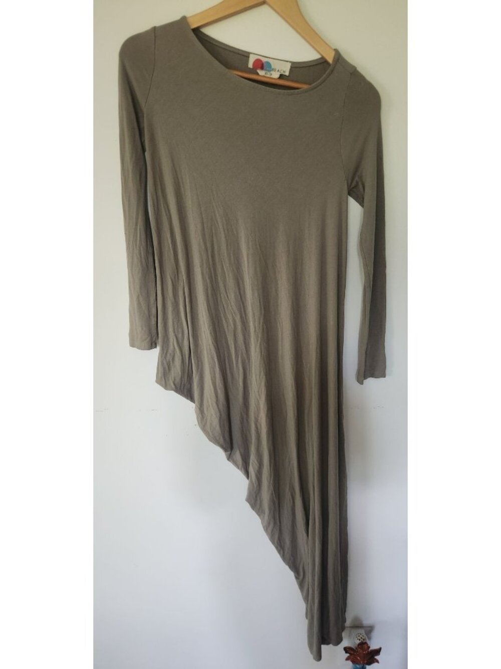 Free People Beach Women's Sz. XS Green Asymmetrical Long Sleeve Dress